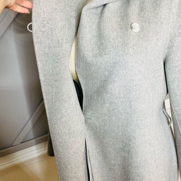 Theory Gray Wool / Cashmere Blend Wilrose Winsome Hooded Coat Size Large - Picture 12 of 14